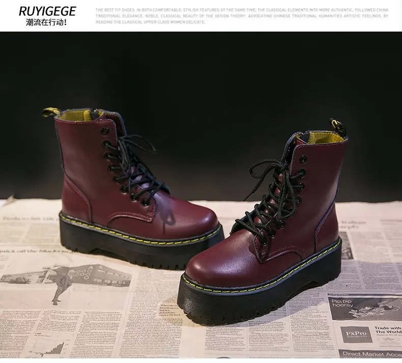 Botas/женские ботильоны в байкерском стиле; Jason martins; женские ботинки на танкетке со шнуровкой на платформе; сезон осень-зима; обувь из мягкой кожи; Botas Mujer