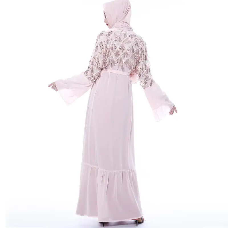 Блестки abaya открытый кафтан стильное кимоно для женщин макси платье Дубайский мусульманский кимоно Jilbab исламский, арабский халат шифоновое платье турецкое Новое