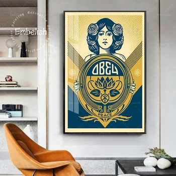 

1 Pieces Famous Artowkrs Obey Peace Wall Art Pictures For Living Room HD Print Canvas Oil Paintings Home Decor Bedroom Posters