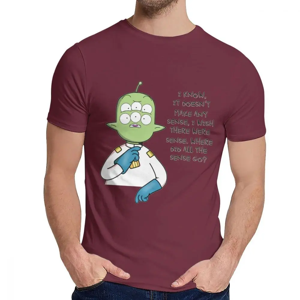 Мужская футболка Tribore Final Space Мягкая тонкая стильная Классическая футболка с круглым вырезом и рисунком - Цвет: Бургундия