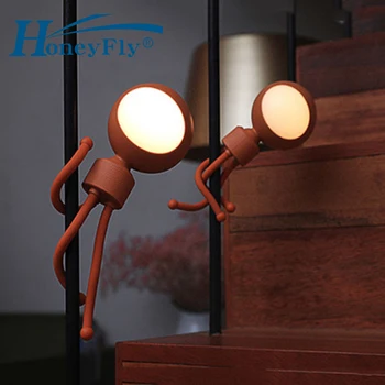 

HoneyFly LED Boy Night Light Sound And Light Control 360 Rotation Timing USB Charging Cellphone Holder Cabinet Lamp