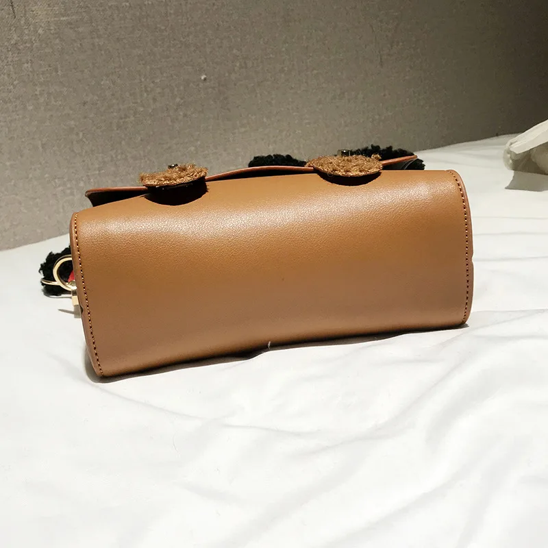 

Winter Plush British-Style Square Sling Bag Magnetic Snap Simple One-Shoulder Oblique WOMEN'S Bag