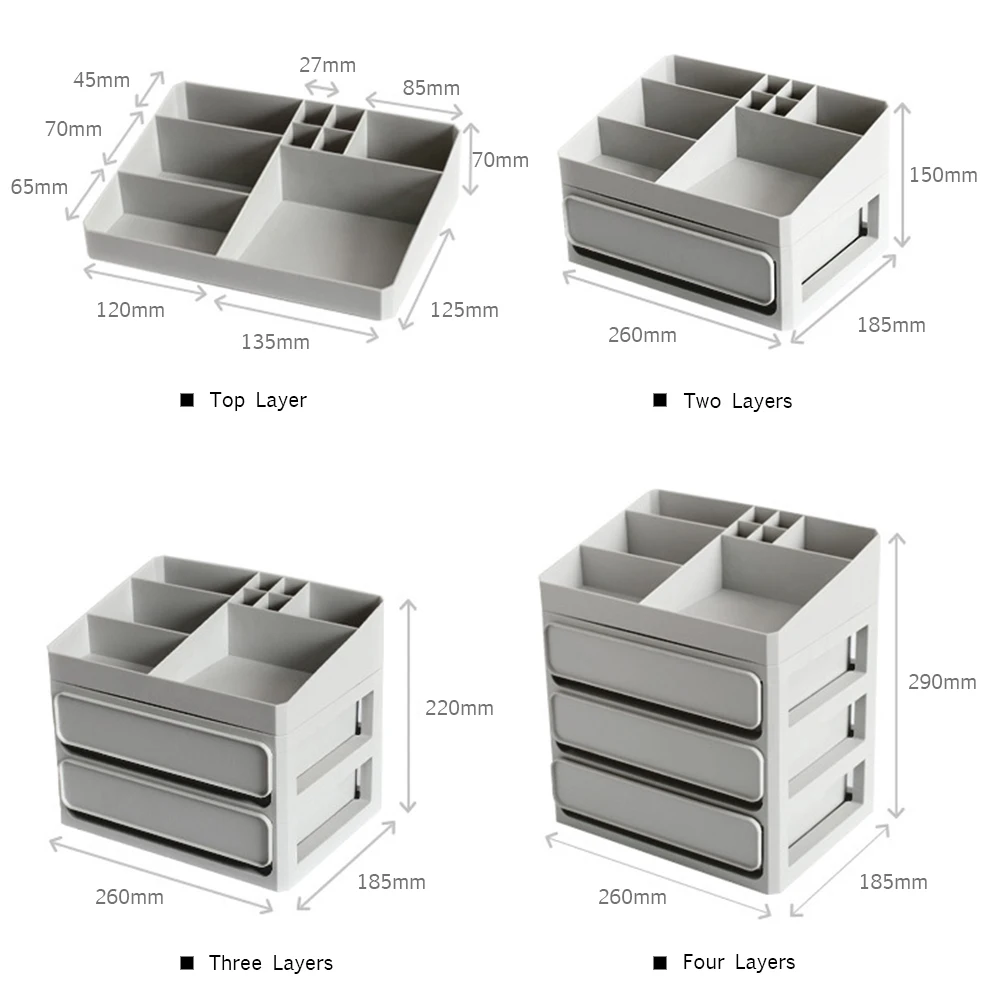 

Women Large Capacity Multi-Drawers Cosmetics Storage Box Girl Jewelries Makeup Desktop Organizer
