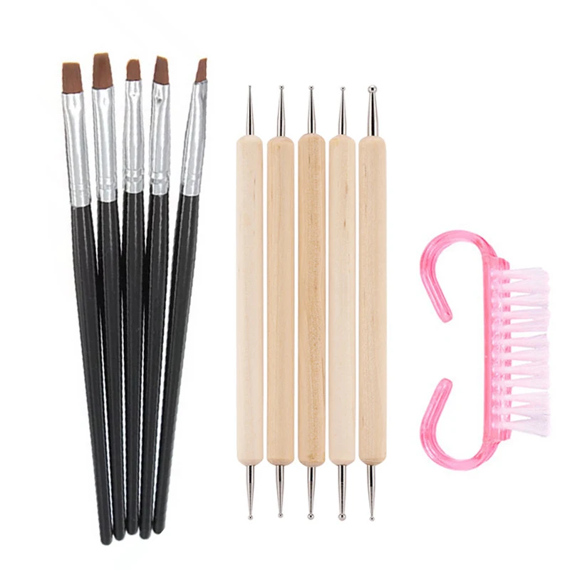 1Set DIY Nail Art Tools Nail Dotting Pen Acrylic Manicure Accesories Beads Rhinestone Picker Painting Nail Art Pen Brush Set