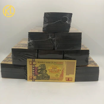 

1000pcs Zimbabwe Gold Banknote One Centillion Dollars with cetificate and security label UV Light for collection