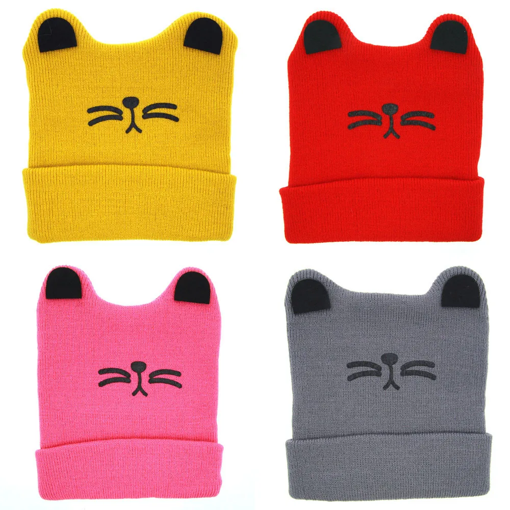New Arrival Baby Girl Boy Cat Ear Winter Hat Toddler Infant Child cat ears hat Baby Soft Warm Beanie Hat Knitted Hats Kids