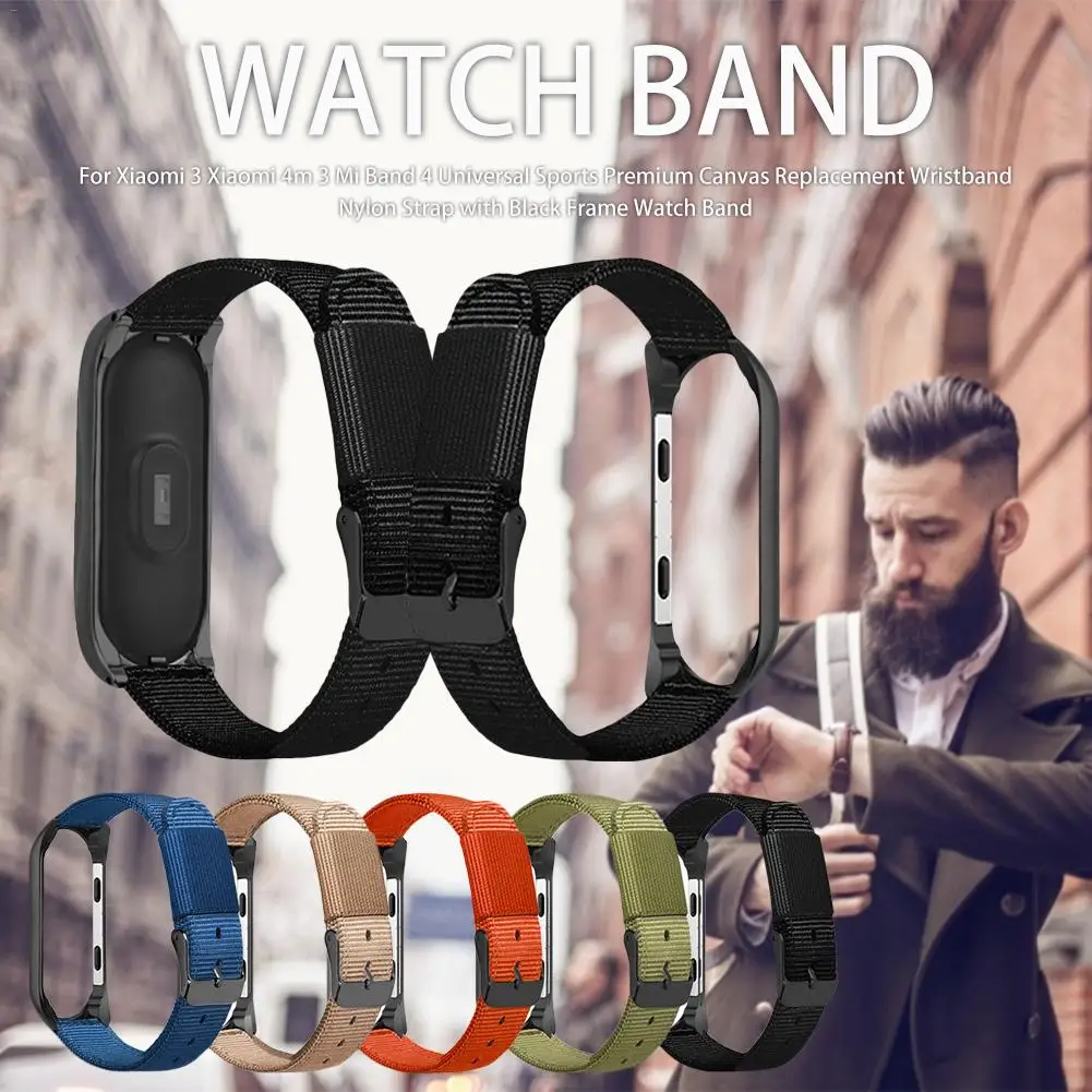 Сменный Браслет нейлоновый ремешок с черной рамкой ремешок для часов mi Band 4 Универсальный спортивный Pre mi um холст