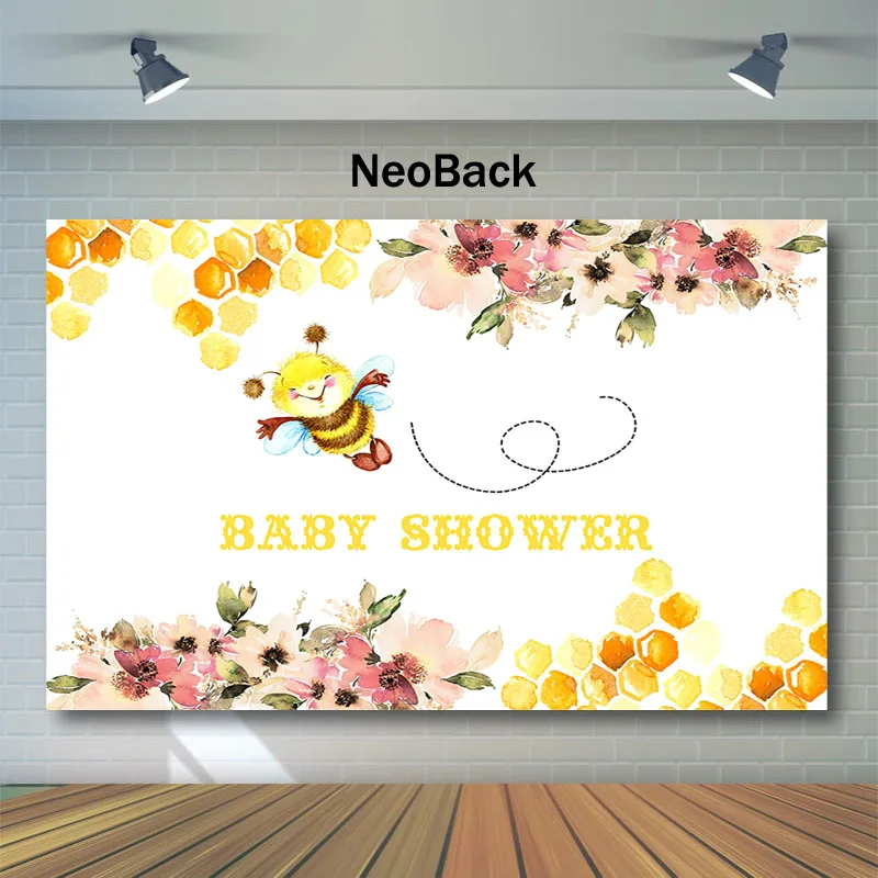 Милая улыбка Пчела детский душ фото фон мед Акварель Цветы Декор-баннер