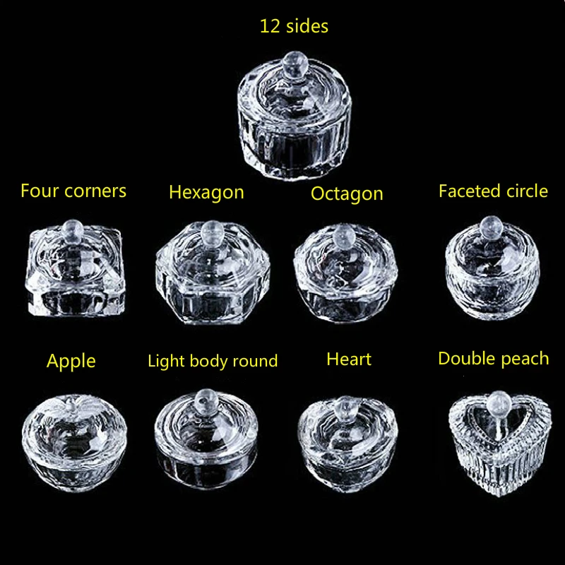 1pcs Nail Acrylic Liquid Glass Cup Acrylic Powder Transparent Glass Octagonal Shaped Crystal Cup Nail Tools manicure tools,nail tools,crystal cup