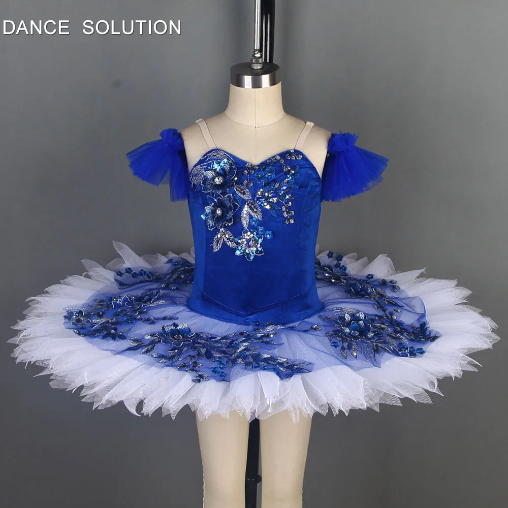 Royal Blue Королевский синий бархат растягивающийся лиф с аппликацией профессиональная танцевальная пачка для детей и взрослых сценическая танцевальная одежда костюмы для балерины BLL101 - Цвет: Royal Blue