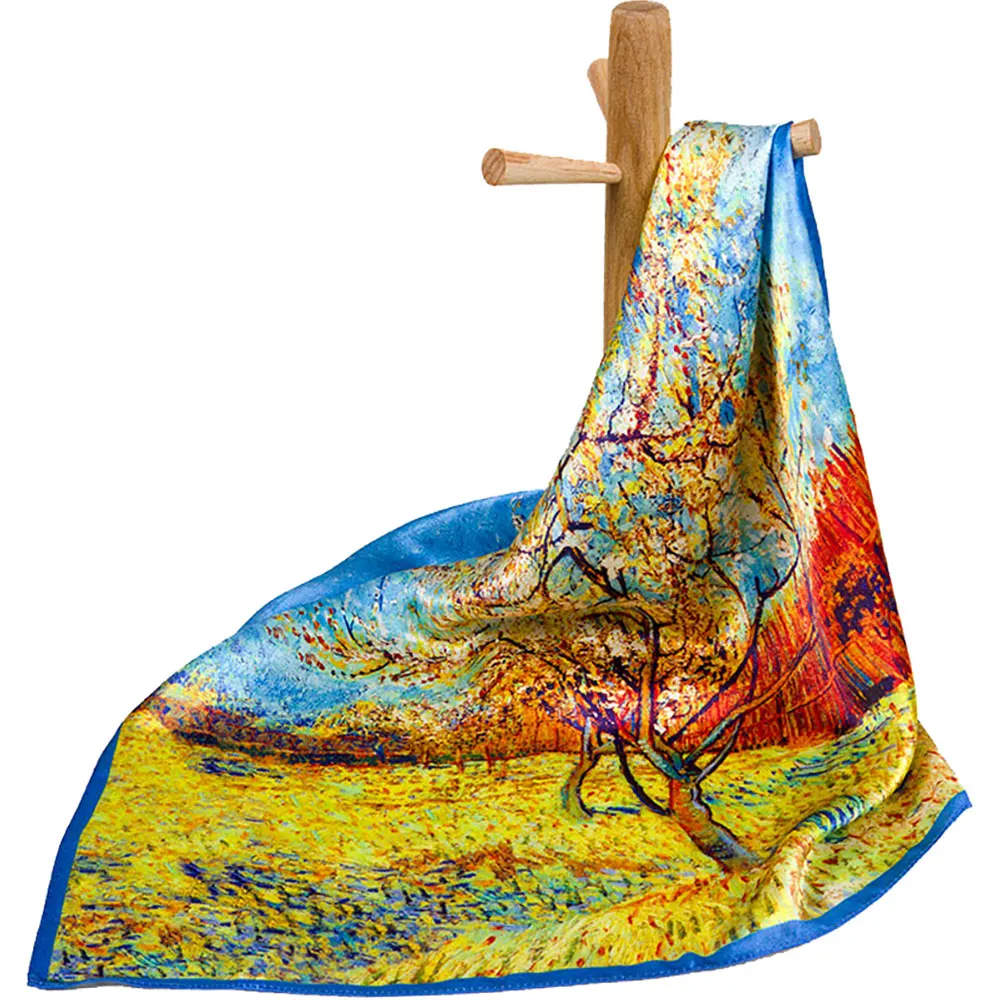 

Бандана из 100% чистого шелка, женский шарф, женский шарф для волос, Роскошный мини-платок из натурального шелка, украшенный маслом деревом