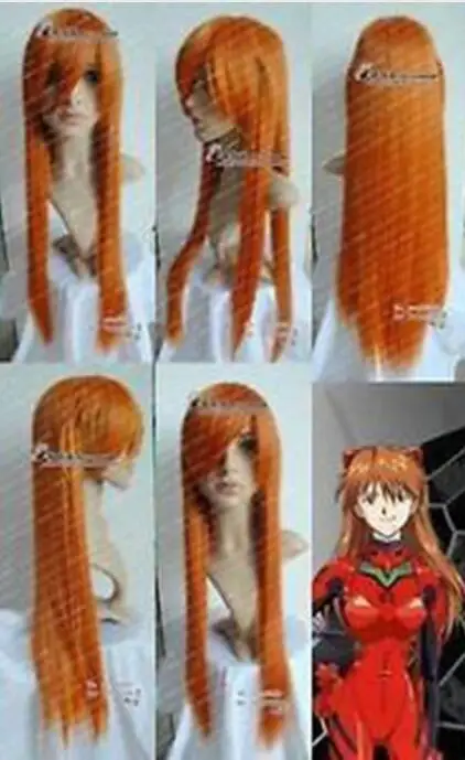 Парик EVANGELION ASUKA оранжевый прямой косплей парик длинный 80 см