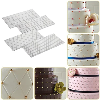 

4pcs/Set Baking Texture Decoration Mold Cake Tools Cake Mold Decoration Grid Transparent Texture Mat Cake Plaid Embossed