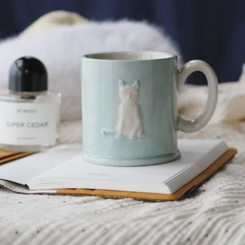 

Cute Cat Mug Ceramic Coffee Creative Nordic Reusable Water Unique Mug Smoothie Japanese Kubek Do Kawy Kitchen Supplies DE50MK