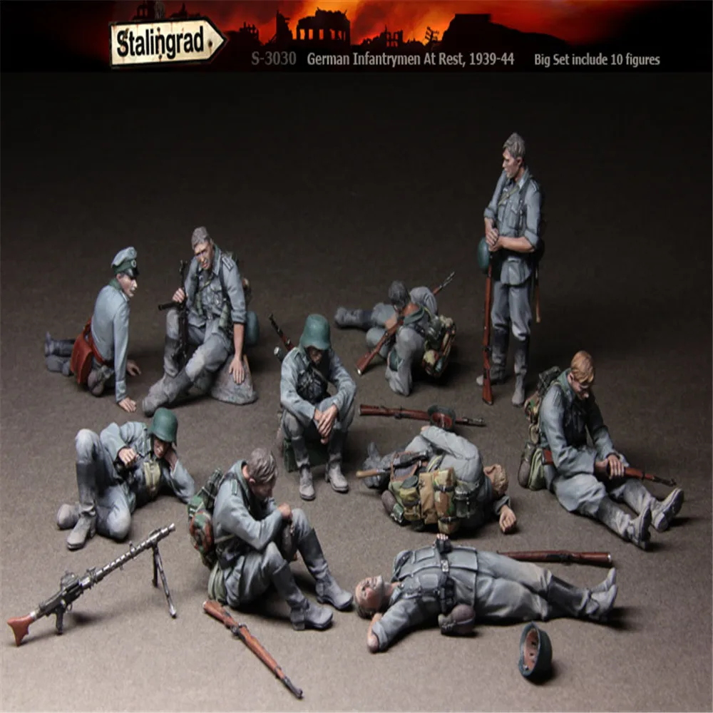 10 шт./компл. Сталинградский немецкий Infantrymen в состоянии отдыха 1/35 комплект из смолы