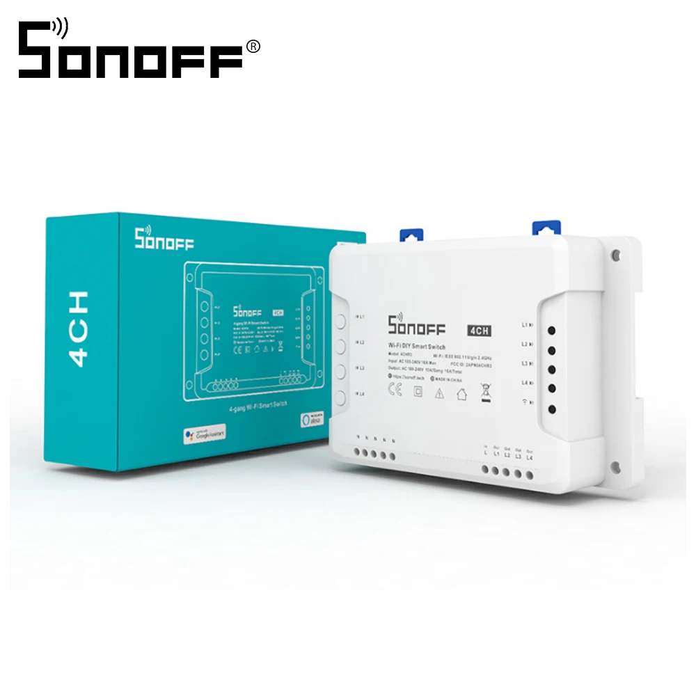 

SONOFF 4CH R3 Wireless Wifi Switch 4 Gang Smart Sonoff Switch For Smart Home Automation Module Works With Alexa Goole Home