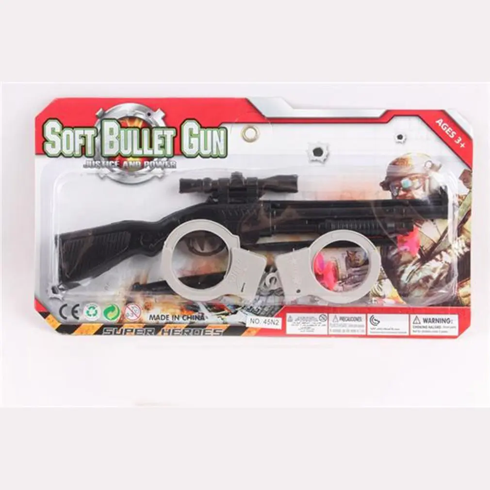 Портативные игрушки пистолет с наручниками детские игрушки пистолеты мягкая пуля пистолет пластиковый револьвер Дети Открытый забавная игра игрушка Стрелялка