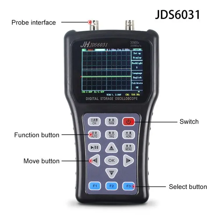 Портативный цифровой осциллограф портативный осциллограф Jinhan JDS6031 1CH 30 м JDS6052S 2CH 50 м 200MSa/S 5 языков