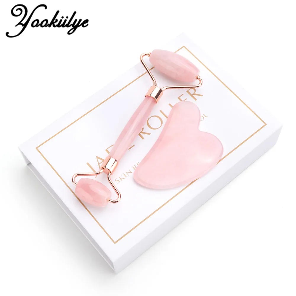 Facial-Massager Jade-Roller Scraping-Board Stone-Skin Face-Lifting Beauty-Care-Set Guasha
