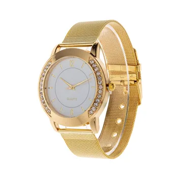 

Mesh strap Women watches Crystal Diamond Unique round dial design Quartz watches Ladies Delicate Wrist Watch horloges vrouwen