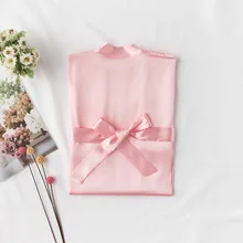 Шелковистые изысканное нарядное дома розового цвета, обувь для невесты, подружки невесты, под Свадебный халат кимоно платье Мягкая ночная рубашка, одежда для сна, сексуальный Повседневное одежда для сна