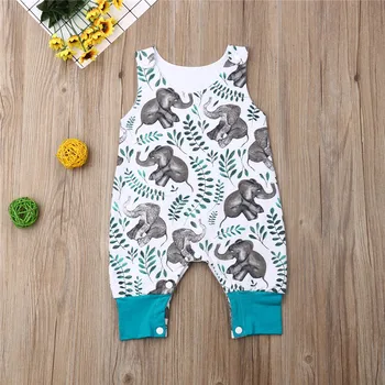 

Elephant Print Baby Boys Rompers Sleeveless Animal Baby Rompers Gray Kids Jumpsuits Infant Newborn Playsuit Baby Boys Clothes