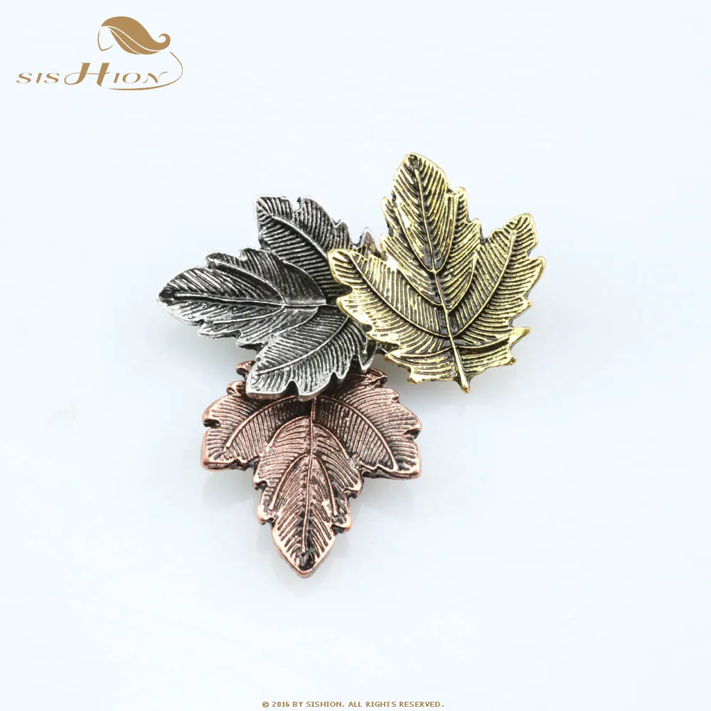 

SISHION Simple fashion retro three-color maple tree leaves Christmas dress decoration brooch collar women SP0617