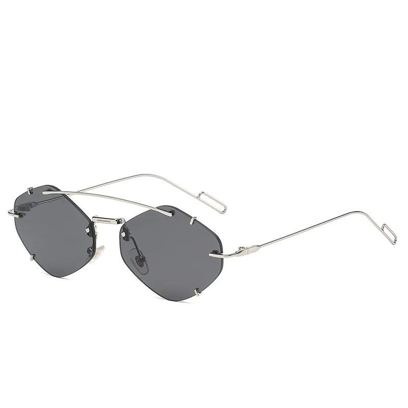 Occhiali Da Sole A Forma Di Diamante Enthyi - Montatura Quadrilatera In Metallo Con Lenti UV - Unisex - 3