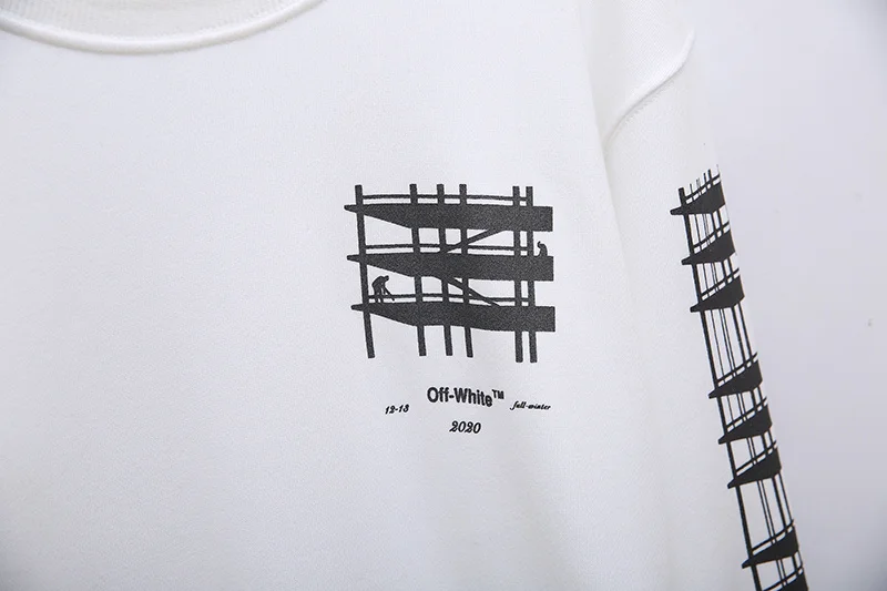 19ss Off-White OW Мужские Женские Геометрические здания модные хлопковые повседневные худи с круглым вырезом толстовка с капюшоном свободная Куртка Пуловер