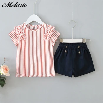 

Melario Girls Clothes Set 2020 Summer Casual Striped T-shirt and Shors 2Pcs Girl Kids Clothes Outfit Children Clothing
