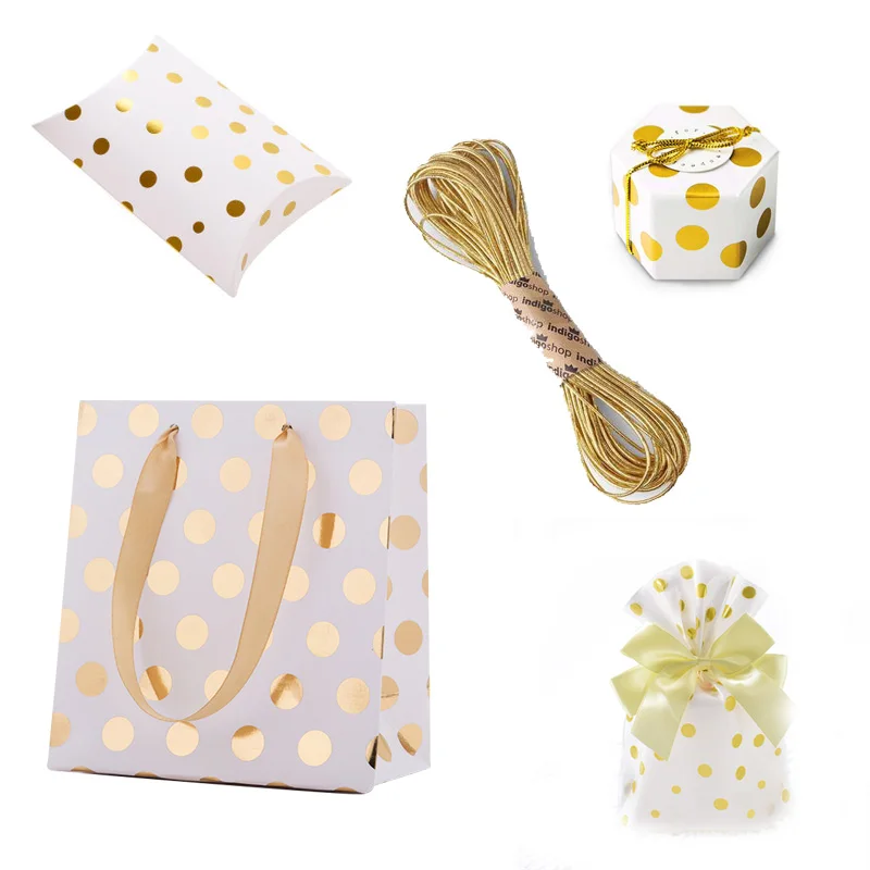 

Hot Stamping Dot Paper Plastic Packaging Candy Sweets Wedding Party Goodie Favors Cake Bonbonniere Gift Bag Bags Present Packing