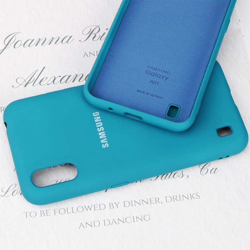 mobile flip cover Original Samsung Galaxy A01 High Quality Liquid Silicone Case Silky Soft-Touch Back Cover For Galaxy A01 SM-A015A Phone Shell phone pouch bag Cases & Covers