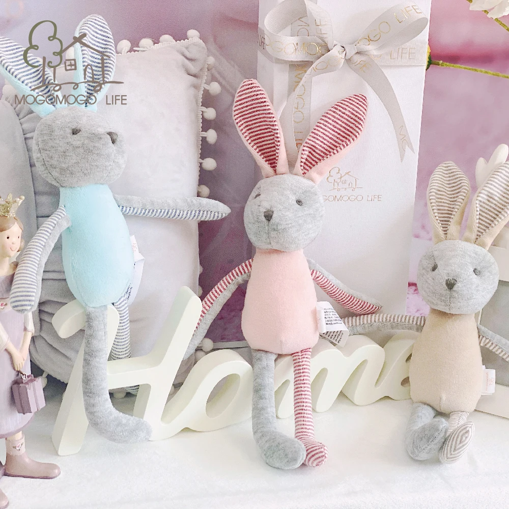 Luxury Hot Sale Handmade Bunny Baby Doll Eco Material Sleep Cuddly Beige Rabbit Plush Toys for Children Newborn Snuggler Toys