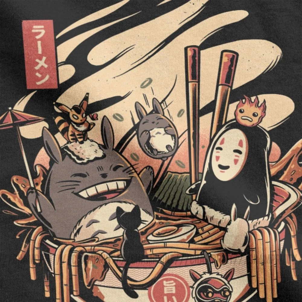 Tanie Ramen impreza przy basenie t shirt męski w japońskim stylu harajuku hayao miyazaki Totoro T shirty nowością czystej koszulki bawełniane nadrukowana odzież