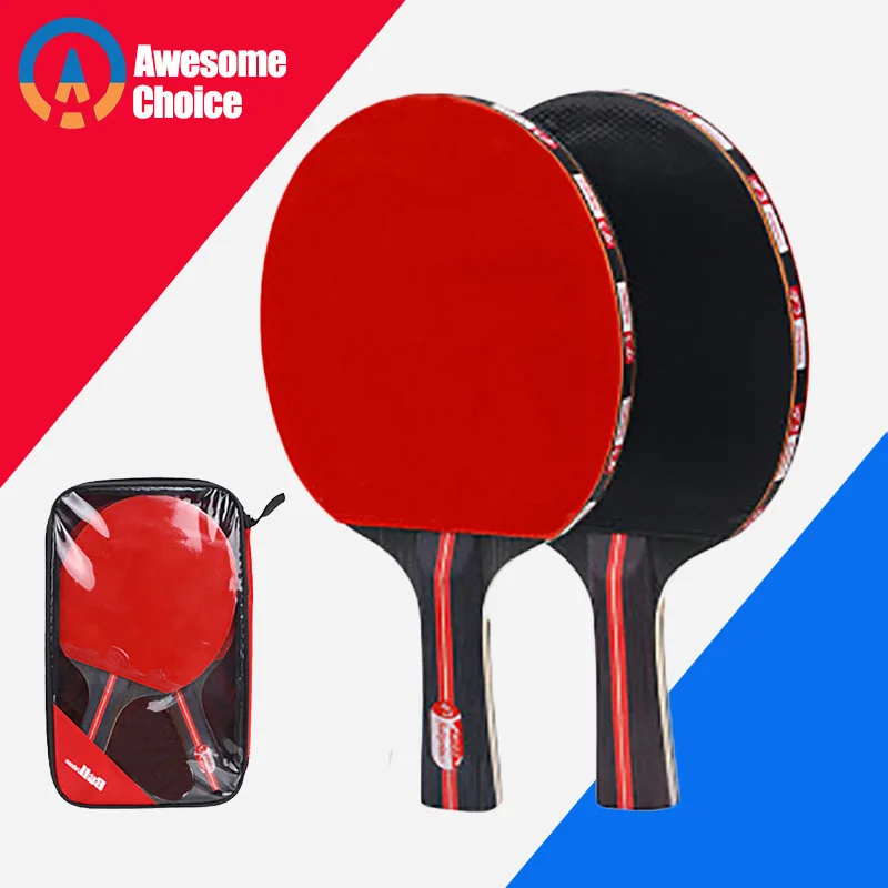 Table-Tennis-Bat Racket-Set Ping-Pong-Paddle Double-Face-Pimples Long with Bag 2pcs/Lot
