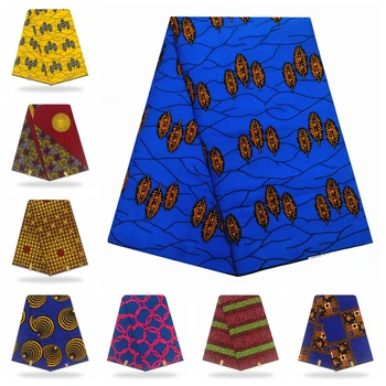 

High Quality African Prints Fabric Soft Original Tissus Pagne Wax Real Pagne Wax Nigerian Pagne Wax 6 Yards 100% Cotton Soft