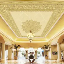 Фото обои для гостиной, спальни, золотой трехмерный рельефный Европейский узор, Потолочная роспись