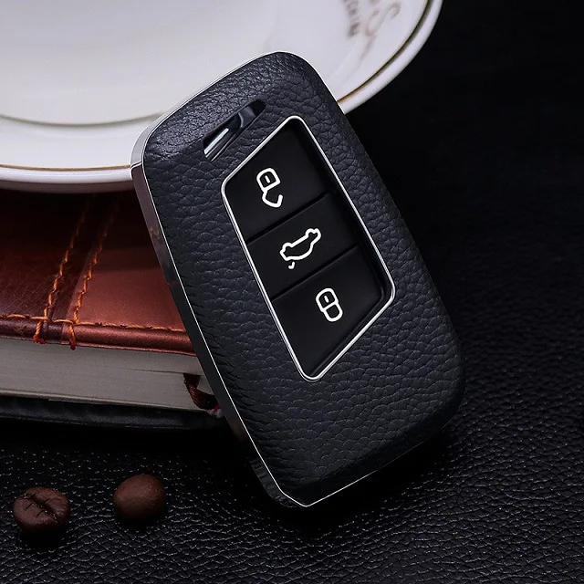 C Black case Кожаная ключница в виде ракушки Volkswagen VW Magotan Tiguan MK2 Passat B7 B8 CC Skoda Superb A7 - Название цвета: C Black case