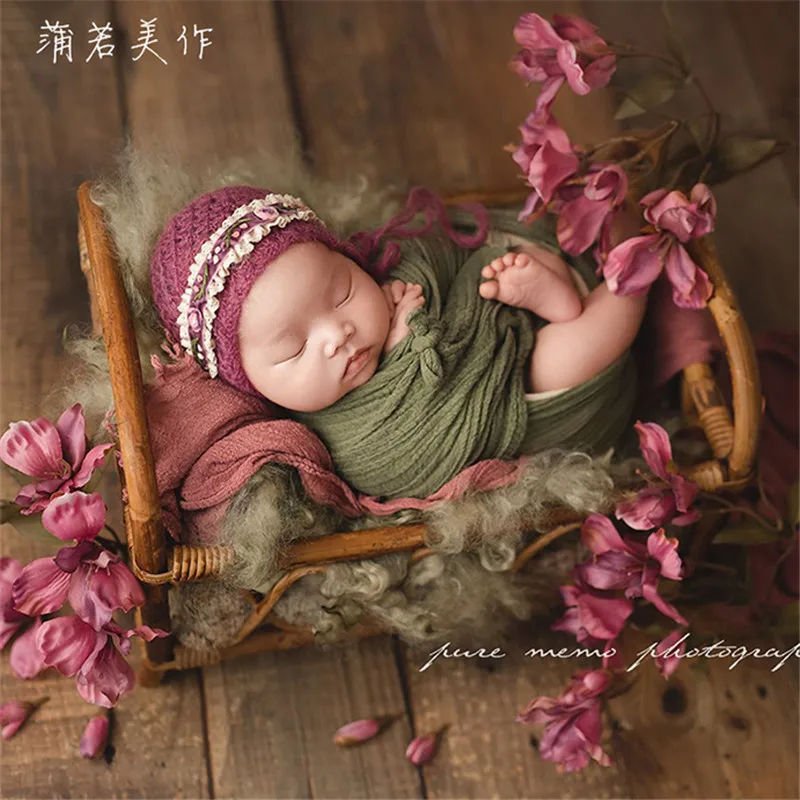 Fotografie Baby Props Boy Handmade Vintage Rattan Frame Baby Photo Shoot Newborn Bed Chair Props Newborn Photography Accessories