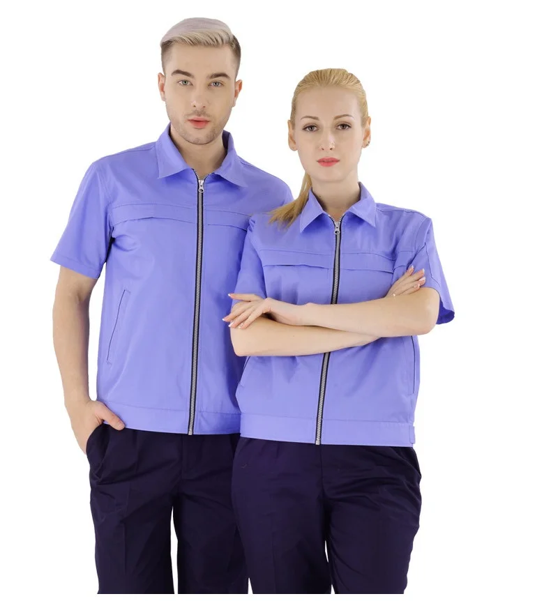 Summer working clothes set men women breathable quick dry Factory workshop auto repair uniforms short-sleeves thin coveralls 4XL |