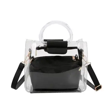 

Woman Bag Handbag 2PC Jelly Transparent Messenger 2020 New Portable Shoulder bolso mujer torebka damska shopper sac main femme