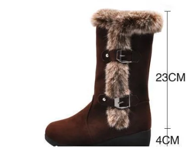 Winter Snow Boots Thick Bottom Imitation Rabbit Fur Cotton Boots Women's Boots Women Winter Boots Furry Boots Zapatos De Mujer