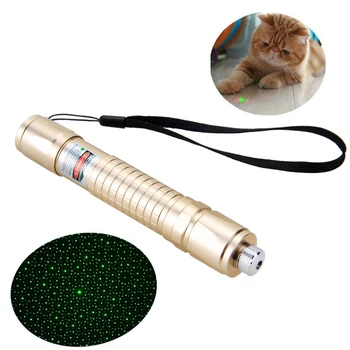 

Waterproof Adjustable 532nm Green Laser Pointer Pen High Power Gold for Hunting