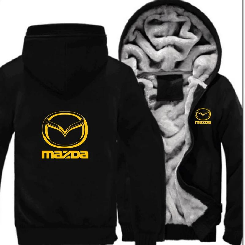 Зима, новинка, Мужская толстовка на молнии, куртка, марка Mazda, знак Fashtion, желтый, розовый, утолщенная, удобная, толстовка, теплая куртка - Цвет: 1