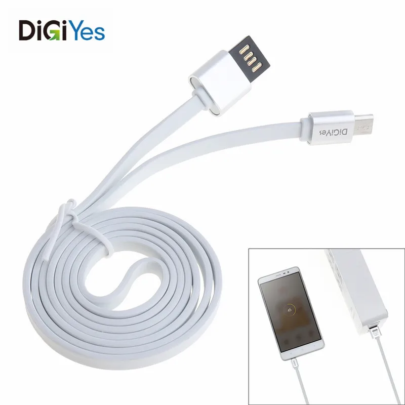 DiGiYes USB кабель двусторонний Реверсивный USB 2,0 плоский без запутывания Синхронизация и быстрая зарядка шнур для устройств с микро интерфейсом