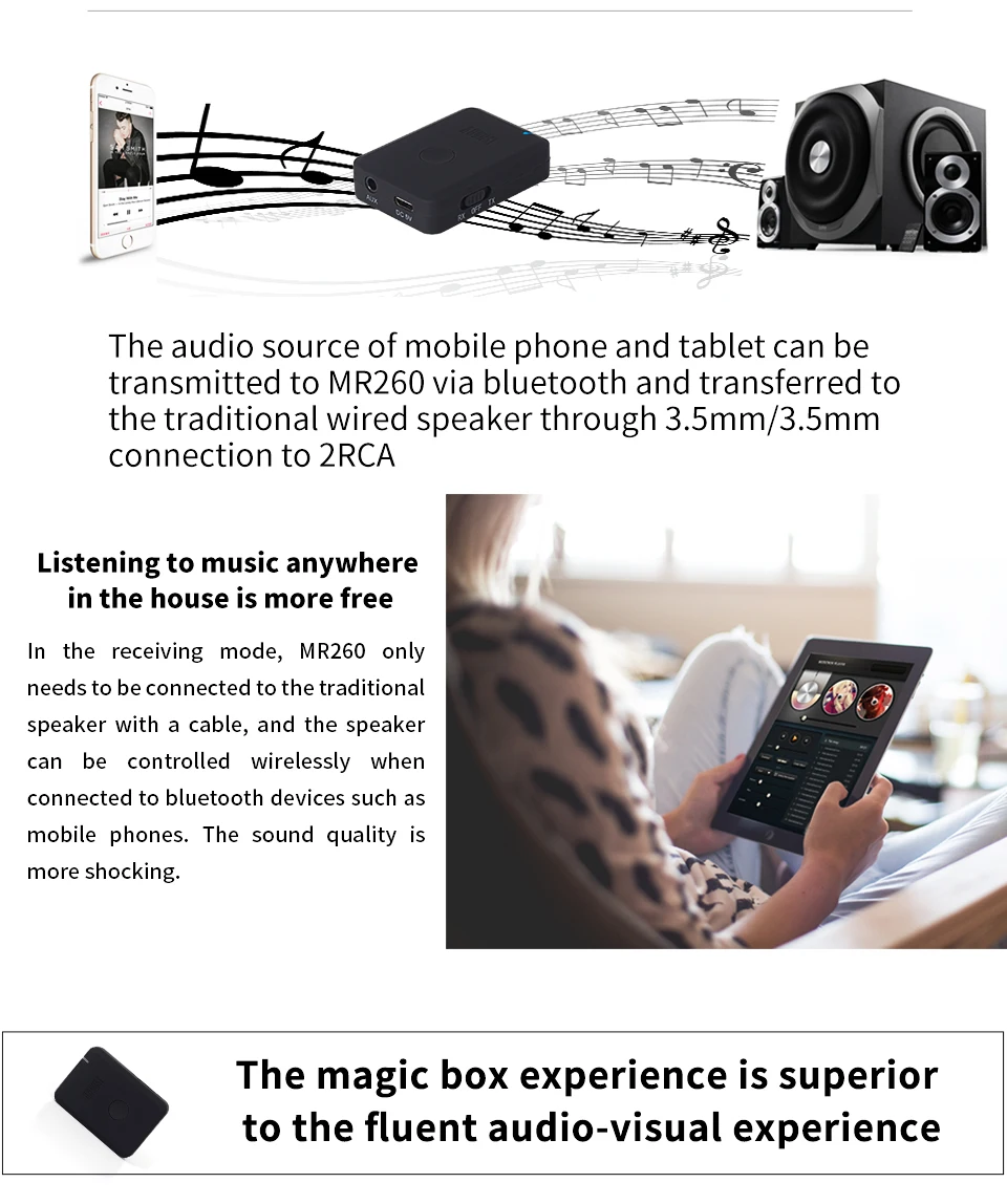 MR260 Bluetooth передатчик и приемник 2 в 1 двойной режим стерео аудио приемник Беспроводной Bluetooth аудио адаптер aptX с низкой задержкой