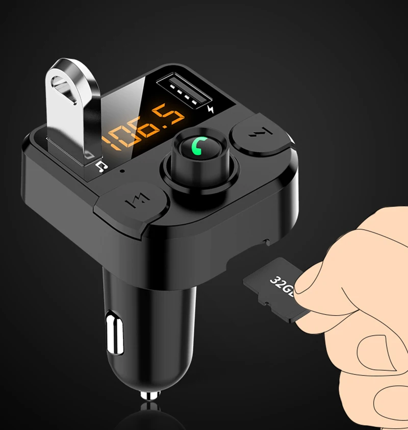 LAMJAD Dual USB Автомобильное зарядное устройство с fm-передатчиком Bluetooth hands-free FM модулятор автомобильное зарядное устройство для телефона для iPhone