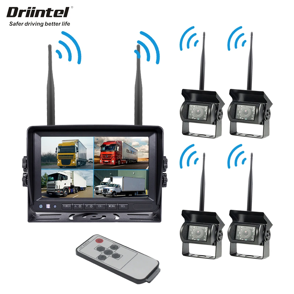 Driintel 24 В беспроводное соединение / 360 беспроводная панорамная видеокамера наблюдения / подходит для грузового автобуса / ЖК-дисплей - Название цвета: Золотой