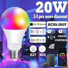 

Tuya 15W WiFi Smart Light Bulb E27 RGB Ball LED Dimmable Voice Control Smart Life APP Voice Control for Alexa Google Assistant