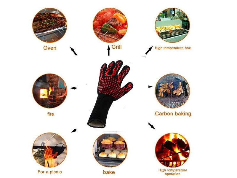 1 шт. красные перчатки для духовки, перчатки для барбекю, силиконовые высокотемпературные анти-обжимные перчатки для барбекю с изоляцией на 500/800 градусов, перчатки для микроволновой печи